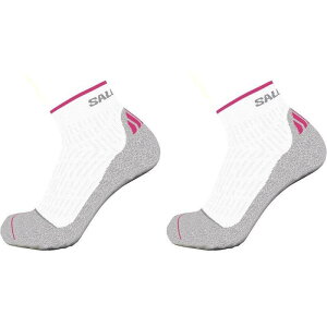 �T������ ���f�B�[�X �A���_�[�E�F�A �C�� Salomon Ultra Quarter 2 Pack Running Socks Womens White/Pink �z���C�g