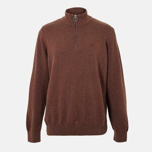ouA[ Y AE^[ jbgEZ[^[ Rbg Barbour Men's Half-Zip Cotton Knitted Jumper Umber BR38