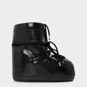 ���[���u�[�c ���f�B�[�X �V���[�Y �u�[�c�E���C���u�[�c Moon Boot Women's Low Glitter Snow Boots Black �u���b�N