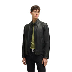 �{�X �����Y �A�E�^�[ �W���P�b�g�E�u���]�� ���U�[ Boss H-Mansell3 10257647 01 Leather Jacket Mens Black �u���b�N