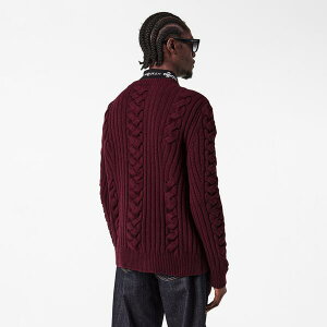 �A���L�T���_�[�E�}�b�N�C�[�� �����Y �A�E�^�[ �j�b�g�E�Z�[�^�[ �N���[�l�b�N Alexander McQueen Men's Alex Cable Crew Neck Jumper Madder