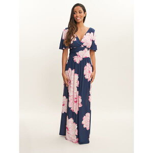 �W�[�i�o�b�R�[�j ���f�B�[�X �g�b�v�X �����s�[�X �t�����[�� �}�L�V �t�����[ Gina Bacconi Berlin Multi Colored Floral Maxi Dress Navy Multi �l�C�r�[