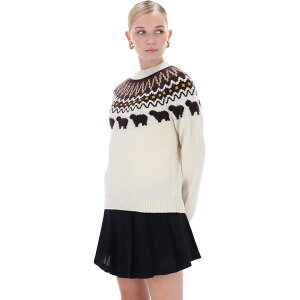 �n���^�[ ���f�B�[�X �A�E�^�[ �j�b�g�E�Z�[�^�[ �N���[�l�b�N Hunter Women's Fairisle Crew Neck Jumper Antique White �z���C�g