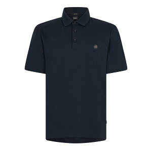 �{�X �����Y �g�b�v�X �|���V���c �R�b�g�� Boss Men's Parris Cotton Short Sleeve Polo Shirt Dark Blue �u���[