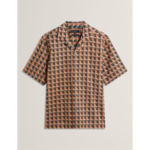 �e�b�h�x�[�J�[ �����Y �g�b�v�X �V���c Ted Baker Ted SSRelx GeoShirt Sn62 Brn-Red ���b�h