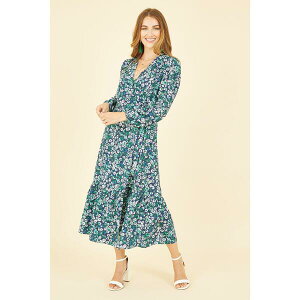 ���~�L�� ���f�B�[�X �g�b�v�X �����s�[�X �v�����g �~�f�B Yumi Green Daisy Print Wrap Midi Dress Green �O���[��