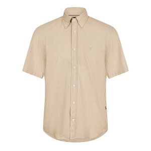 �{�X �����Y �g�b�v�X �V���c Boss Mens BOSS BLACK Liam Short Sleeve Buttoned Shirt Beige 286 �x�[�W��