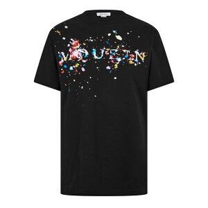 �A���L�T���_�[�E�}�b�N�C�[�� �����Y �g�b�v�X T�V���c �v�����g Alexander McQueen Men's Alex Confetti Print-Shirt Black/Multi �u���b�N