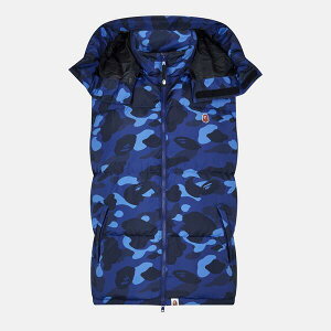 �A �x�C�V���O �G�C�v �����Y �A�E�^�[ �x�X�g �m�[�X���[�u �W�� A Bathing Ape Men's Bape Colour Sleeveless Pattern Gilet Navy Camo �l�C�r�[