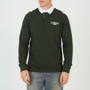 �u���[�u�\�E�� �����Y �g�b�v�X �|���V���c Brave Soul Men's Long Sleeved Rugby Polo Shirt Green/White �z���C�g