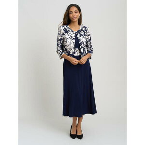 �W�[�i�o�b�R�[�j ���f�B�[�X �A�E�^�[ �W���P�b�g�E�u���]�� �W���[�W�[ Gina Bacconi Nell Stretch Jersey Dress & Jacket Navy �l�C�r�[