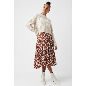 �t�����`�R�l�N�V���� ���f�B�[�X �{�g���X�J�[�g �e�B�A�[�h �~�f�B French Connection Aimee Tiered Midi Skirt Brown Patina/Cl �u���E��