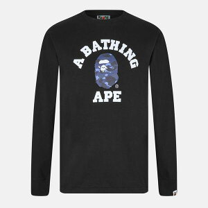 �A �x�C�V���O �G�C�v �����Y �g�b�v�X T�V���c ���� A Bathing Ape Men's Bape College Long-Sleeve T-Shirt Black Navy �u���b�N