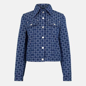 �W�o���V�[ ���f�B�[�X �A�E�^�[ �W���P�b�g�E�u���]�� �f�j�� GIVENCHY Women's Monogram Long Sleeve Button Hip Length Denim Jacket Denim Blue �f�j��