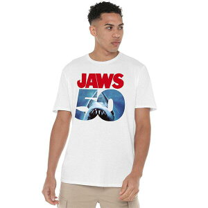 ���j�o�[�T�� �����Y �g�b�v�X �V���c ���S Universal Jaws 50Th Poster Logo T Shirt White �z���C�g