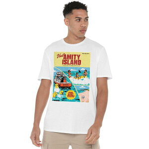 ���j�o�[�T�� �����Y �g�b�v�X �V���c Universal Jaws Visit Amity Travel Poster T Shirt White �z���C�g