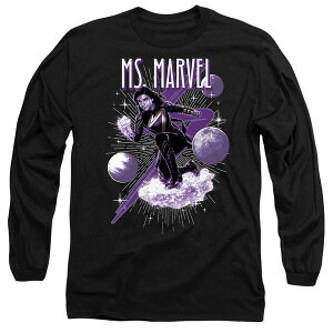 �}�[�x�� �����Y �g�b�v�X T�V���c Marvel The Marvels Cosmic Ms Marvelong Sleeve T-Shirt Black �u���b�N