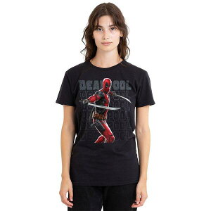�}�[�x�� ���f�B�[�X �g�b�v�X T�V���c Marvel Deadpool Wolverine Wade Katanas T-Shirt Black �u���b�N