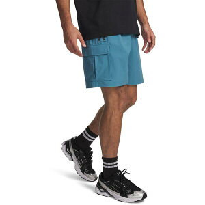 �A���_�[�A�[�}�[ �����Y �{�g���X �n�[�t�p���c�E�V���[�c �V���[�g�p���c Under Armour Men's Vibe Woven Cargo Shorts Blue/Black �u���b�N
