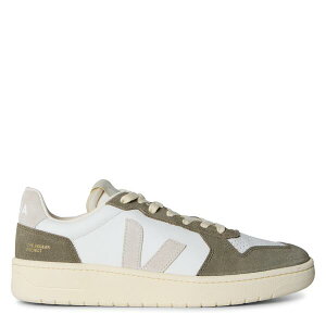 ���F�W�� �����Y �V���[�Y �X�j�[�J�[ ���U�[ Veja Men's V-82 Leather Low-Top Trainers White Kaki �z���C�g