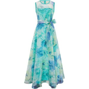 �W�[�i�o�b�R�[�j ���f�B�[�X �g�b�v�X �����s�[�X �v�����g �}�L�V Gina Bacconi Amy Printed Organza Maxi Dress Green �O���[��