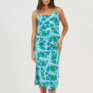 �u���[�u�\�E�� ���f�B�[�X �g�b�v�X �����s�[�X �t�����[�� �t�����[ Brave Soul Womens Floral Strappy Slip Dress Green/Blue �u���[