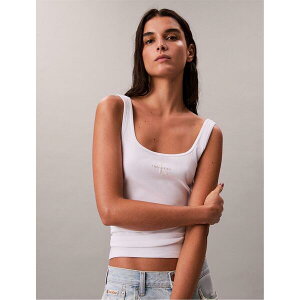 �J���o���N���C�� ���f�B�[�X �g�b�v�X �V���c �x�X�g Calvin Klein Jeans Womens CKJ Mono Scoop Vest White �z���C�g