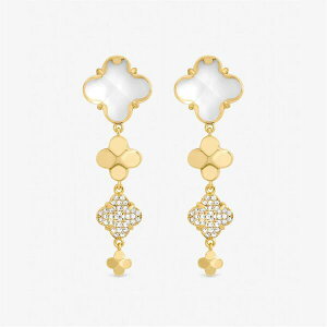 �W�������`���[�h ���f�B�[�X �A�N�Z�T���[ �w�� Jon Richard Gold Polished and Crystal Clover Earrings Gold �S�[���h