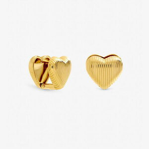 �W�������`���[�h ���f�B�[�X �A�N�Z�T���[ �s�A�X�E�C�������O ���u Jon Richard Gold Plated Waterproof Ribbed Heart Hoop Earrings Gold �S�[���h