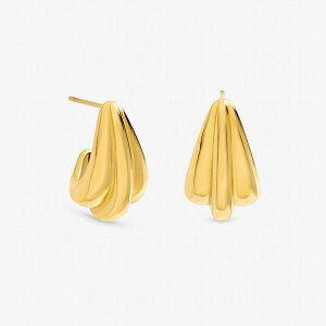 �W�������`���[�h ���f�B�[�X �A�N�Z�T���[ �s�A�X�E�C�������O Jon Richard Gold Plated Waterproof Multirow Dome Hoop Earrings Gold �S�[���h