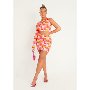 �~�b�V�[ �G���p�C�A ���f�B�[�X �{�g���X�J�[�g �v�����g �~�j Missy Empire Geo Print Mini Skirt Pink �s���N