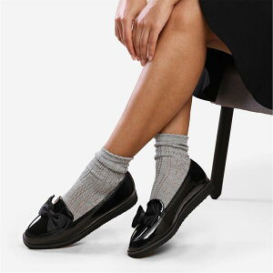 �z�G�A�Y�U�b�g�t���� ���f�B�[�X �V���[�Y �p���v�X ���[�t�@�[ Wheres That From Whereslip On Loafer With Bow Detail Black Patent �u���b�N