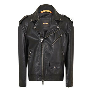 �{�X �����Y �A�E�^�[ �W���P�b�g�E�u���]�� ���U�[ Boss Men's Jonu Leather Jacket Black �u���b�N