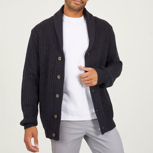 �u���[�u�\�E�� �����Y �A�E�^�[ �j�b�g�E�Z�[�^�[ �J�[�f�B�K�� Brave Soul Menshawl Neck Cardigan with Tortoiseshell Effect Buttons Midnight Navy �l�C�r�[
