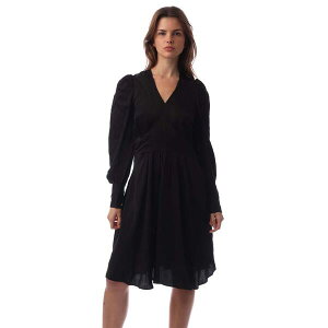 �{�X ���f�B�[�X �g�b�v�X �����s�[�X V�l�b�N �~�j Boss Women's Donny V-Neck Long Sleeve Viscose Mini Skater Dress Black �u���b�N