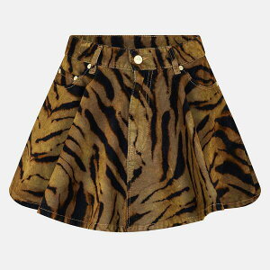 �K�j�[ ���f�B�[�X �{�g���X�J�[�g �~�j Ganni Women's Flock Mini Skirt Khaki Tiger �J�[�L