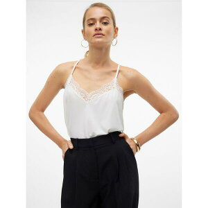 ���F�����[�_ ���f�B�[�X �g�b�v�X �V���c �x�X�g ���[�X Vero Moda Women's Ana Lace Woven Cami Vest Sno white �z���C�g