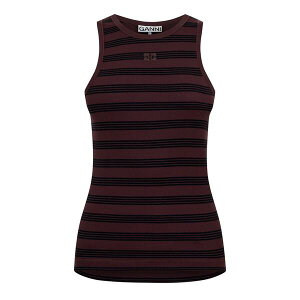 �K�j�[ ���f�B�[�X �g�b�v�X �V���c �x�X�g �R�b�g�� Ganni Women's Cotton Racerback Vest Chocolate Plum �v����