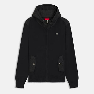 �t���[�S �����Y �A�E�^�[ �W���P�b�g�E�u���]�� Hugo Men'sylon Red Long Sleeve Full Zip Hybrid Jacket Black 001 �u���b�N
