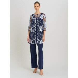�W�[�i�o�b�R�[�j ���f�B�[�X �g�b�v�X �����s�[�X ���b�V�� �h�J Gina Bacconi Jenniembroide red Mesh Three Piece Set Navy �l�C�r�[