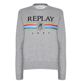 【送料無料】 リプレイ レディース パーカー・スウェット アウター Rainbow Sweatshirt Grey Marl M02