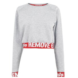 【送料無料】 アルファインダストリーズ レディース パーカー・スウェット アウター RBF Cropped Crew Neck Sweater Grey