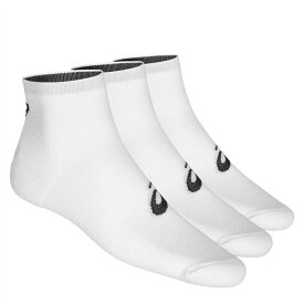 【送料無料】 アシックス レディース 靴下 アンダーウェア Quarter Three Pack Socks Mens White