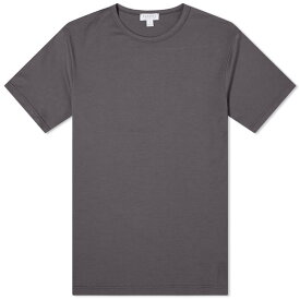 【送料無料】 サンスペル メンズ Tシャツ トップス Sunspel Classic Crew Neck Tee Charcoal
