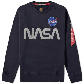 【送料無料】 アルファインダストリーズ メンズ パーカー・スウェット アウター Alpha Industries NASA Reflective Crew Sweat Replica Blue