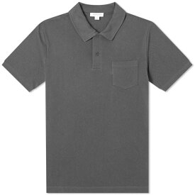 【送料無料】 サンスペル メンズ ポロシャツ トップス Sunspel Riviera Polo Charcoal