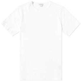 【送料無料】 サンスペル メンズ Tシャツ トップス Sunspel Classic Crew Neck Tee White