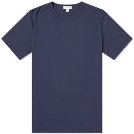 【送料無料】 サンスペル メンズ Tシャツ トップス Sunspel Classic Crew Neck T-Shirt Navy