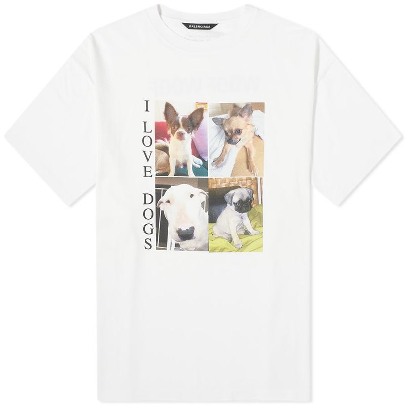 バレンシアガ メンズ Tシャツ トップス Balenciaga Oversized Dog Tee White Tシャツ・カットソー
