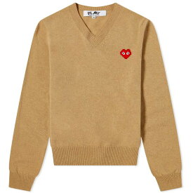 【送料無料】 コム・デ・ギャルソン レディース パーカー・スウェット アウター Comme des Garcons Play Invader Heart V-Neck Pullover Camel